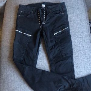 BDG Black Lace Up Zip Pocket Jeans- Size 24- NEW